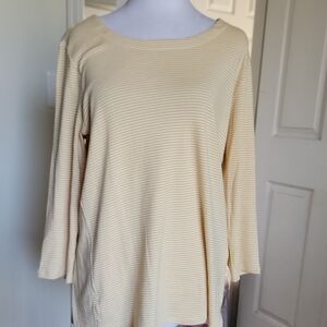 j.jill Striped Cream Women's Top